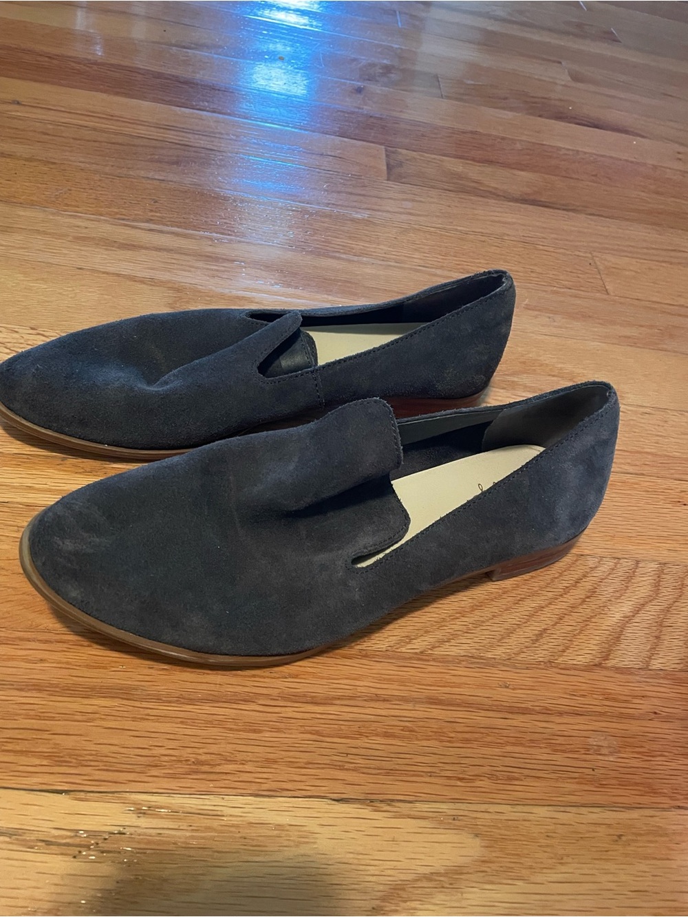 Suede Slip-On Loafers in Dark Gray